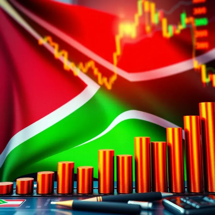 South African flag with financial graphs illustrating market growth