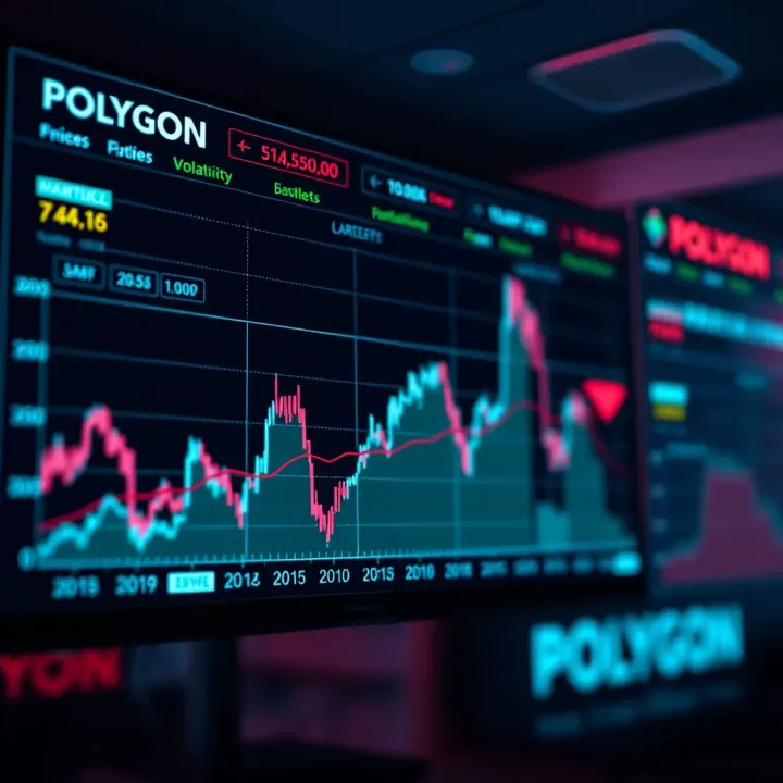 Graph showing fluctuations in Polygon cryptocurrency prices over time with market volatility indicators