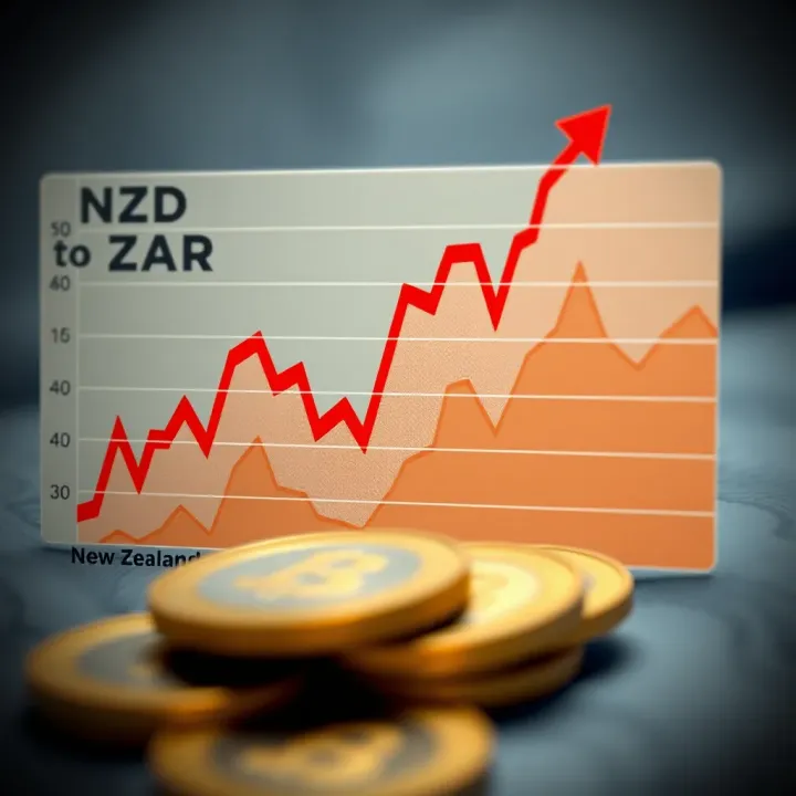 Graph showing fluctuations of New Zealand Dollar against South African Rand over time
