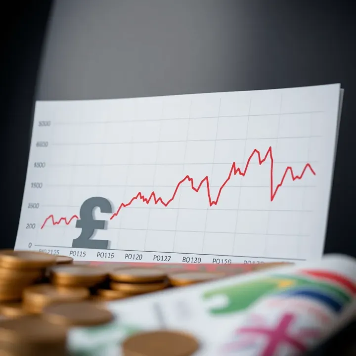 Graph showing the fluctuating exchange rate between the British Pound and the South African Rand over time