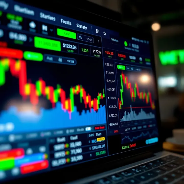 Screenshot of a trading platform interface showing forex, shares, and commodities options for Kenyan traders