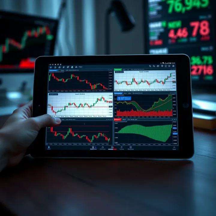 PDF resources and trading charts displayed on a tablet aiding traders in recognizing market shifts