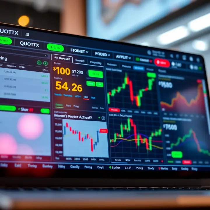 Overview of a digital trading platform interface displaying various financial charts and options