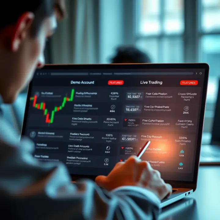 Demo Account Compared to Live Trading Features Comparison chart illustrating features of RCG Markets demo account versus live trading environment