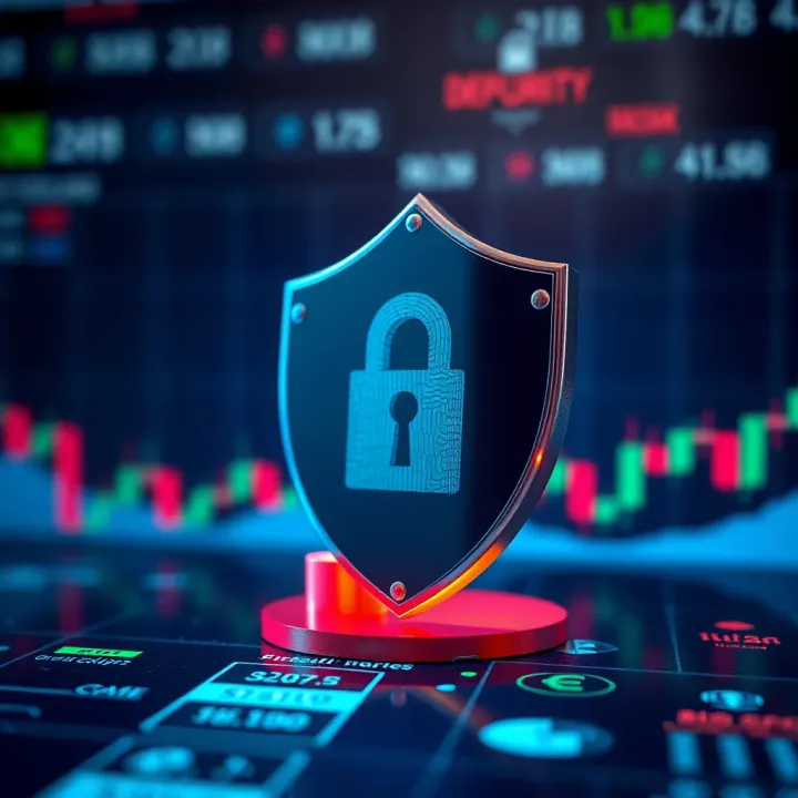 Secure transaction concept with shield and currency symbols representing safe deposits on trading platform