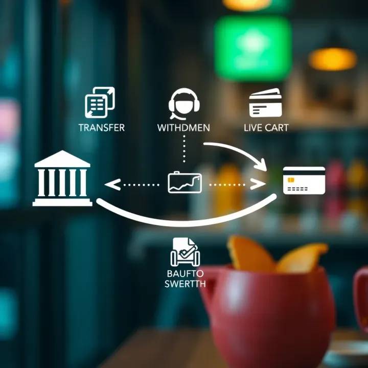 Diverse Withdrawal Options Available for South African RCG Users Graphic depicting various withdrawal options including bank transfer, e-wallets, and cards with a smooth flow concept