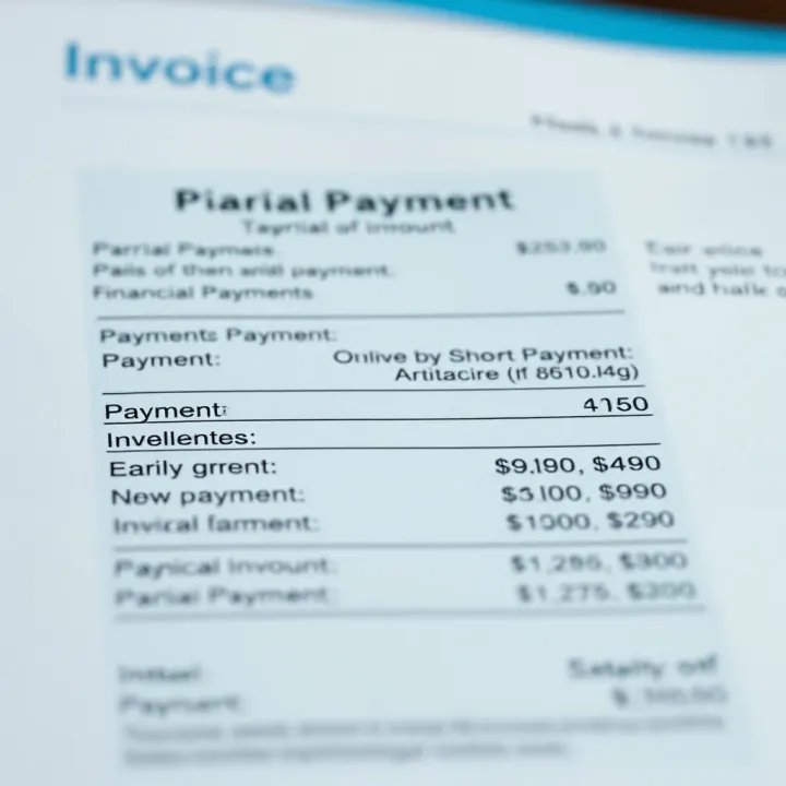Overview of a financial transaction showing a payment amount less than the invoice total