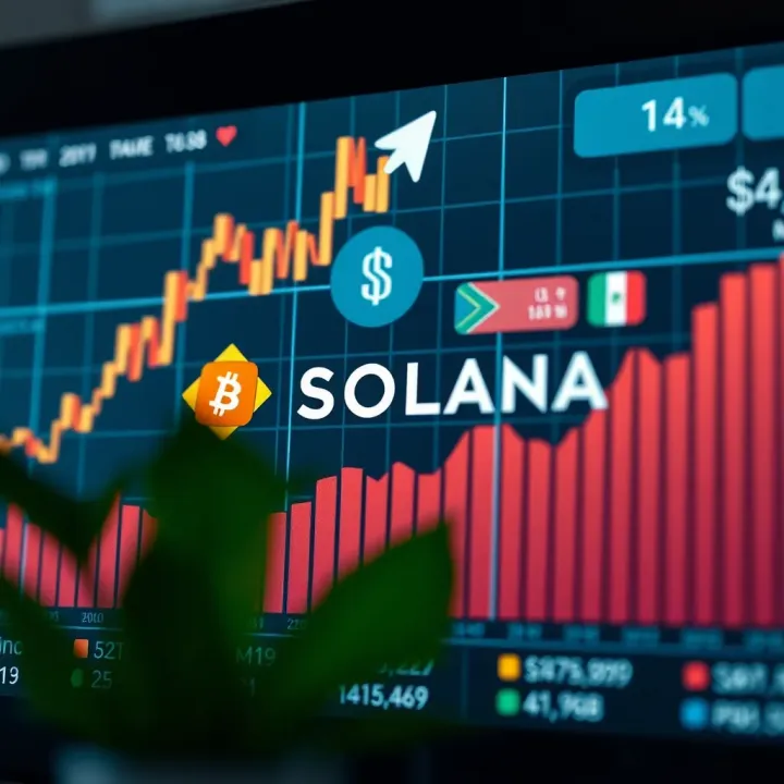Graph showing upward market trends with Solana logo highlighting growth in South African blockchain ecosystem