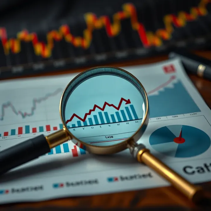 Illustration of financial risk management tools including charts, a magnifying glass, and a checklist