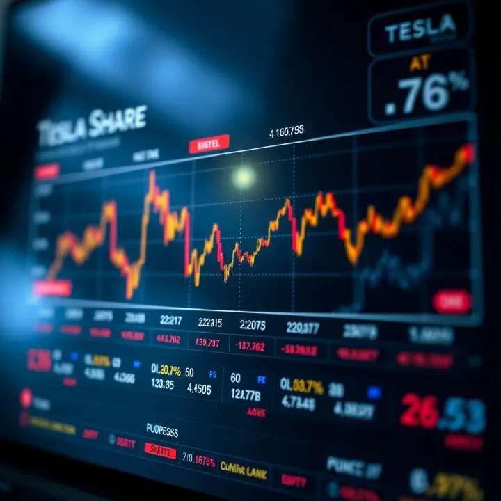 Graph depicting the historical fluctuations of Tesla share price with key market events highlighted
