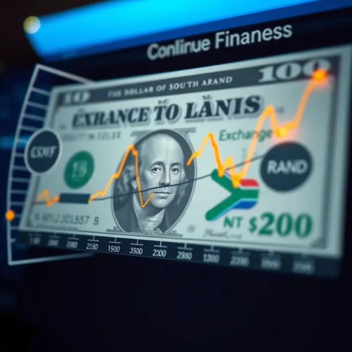 Graph showing US dollar to South African rand exchange rate trends
