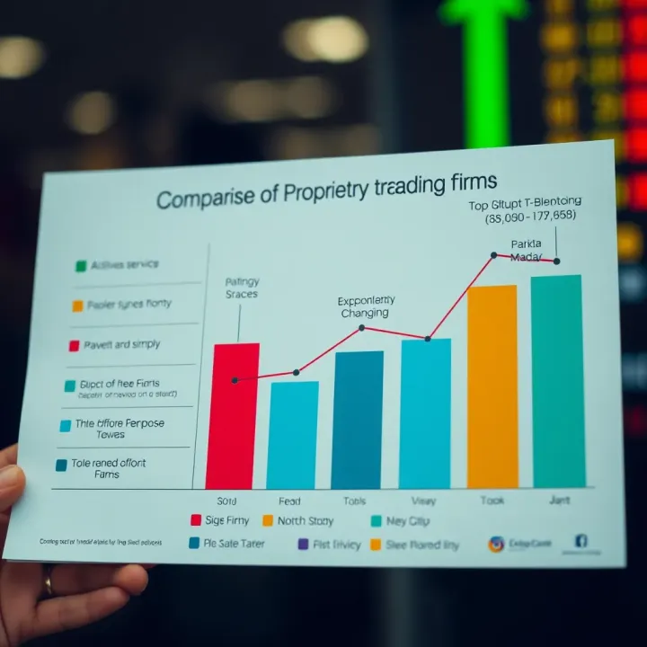 Graph displaying various proprietary trading firms with their features and benefits