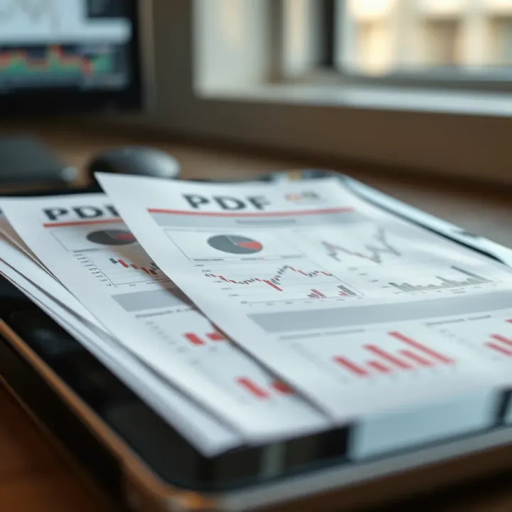 Collection of PDF documents and charts related to trading patterns on a digital device