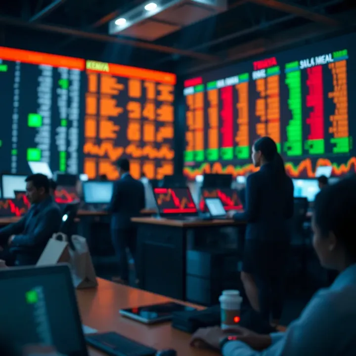 Visual representation of automated trading system interacting with Kenyan financial markets