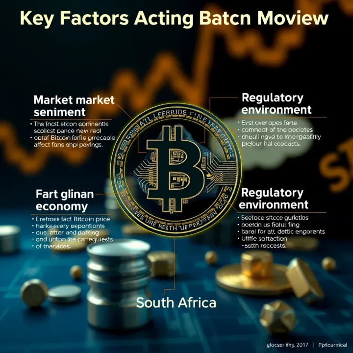 Key Factors Affecting Bitcoin Price Movements Illustration of factors influencing Bitcoin price including market sentiment, global economy, and regulatory environment in South Africa