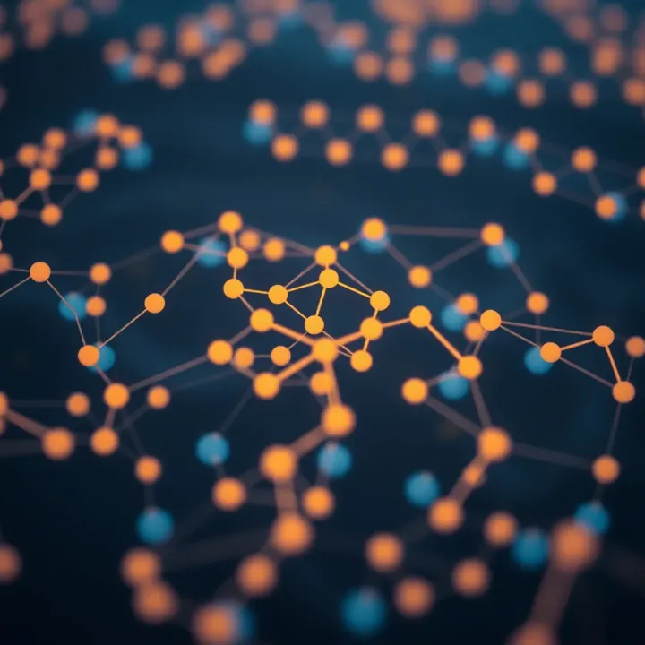 Diagram illustrating Cardano blockchain network with interconnected nodes representing decentralized ledger