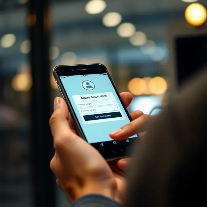 Illustration of a secure login process using two-factor authentication on a mobile device