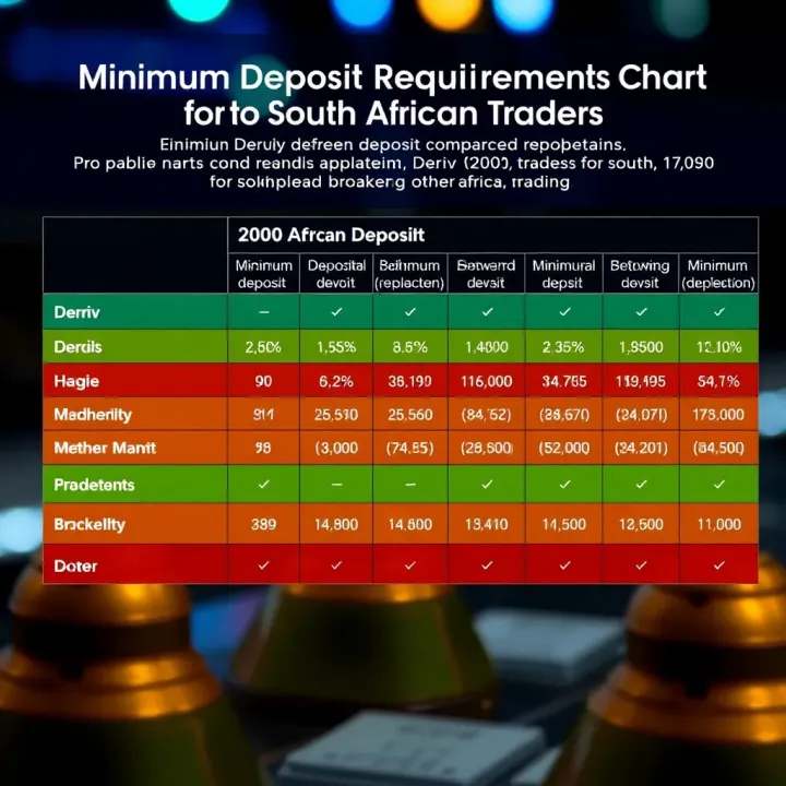 Comparison chart of minimum deposit requirements between Deriv and other brokers for South African traders
