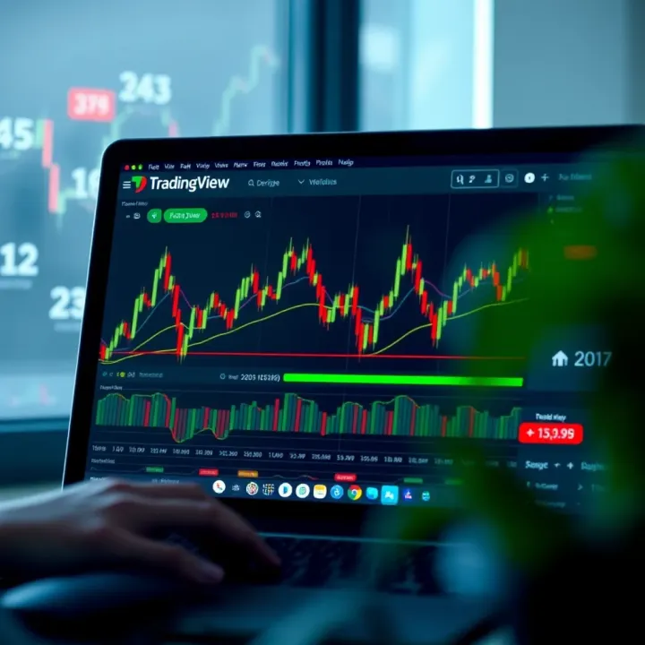 Interactive TradingView chart displaying various technical indicators within the Deriv platform interface