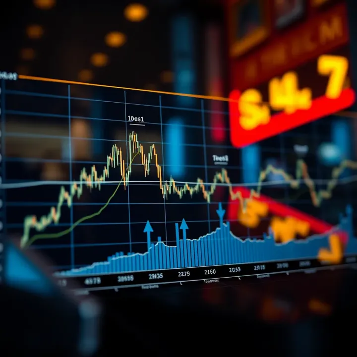 Graph showing Ethereum price fluctuations over time with key trend lines and markers