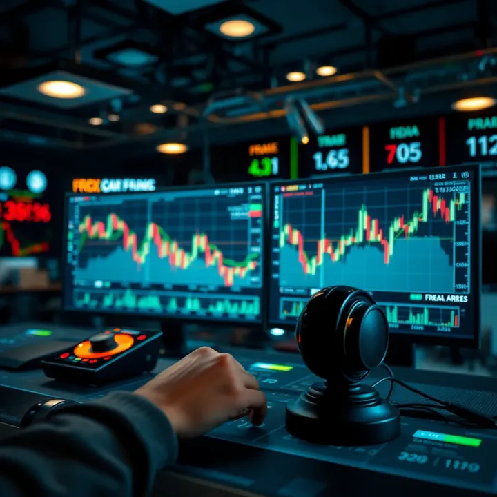Graphical representation showing automated forex trading algorithms analyzing currency market trends