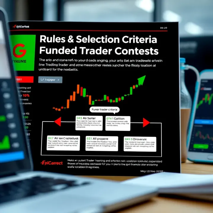Diagram illustrating rules and selection criteria for funded trader contests