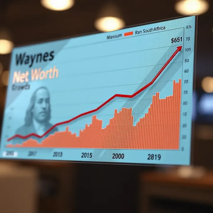 Graph showing Ref Wayne's net worth growth over time in South African Rands