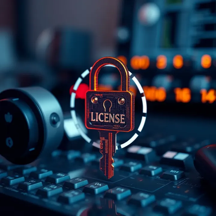 Digital key icon representing software activation and license security
