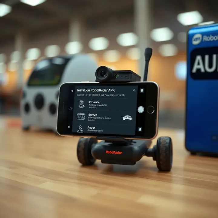 Visual guide illustrating the installation and configuration of RobotRader APK on a mobile device