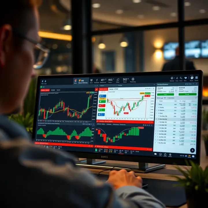 Interface showing SmartTrader's key features with charts and trading tools