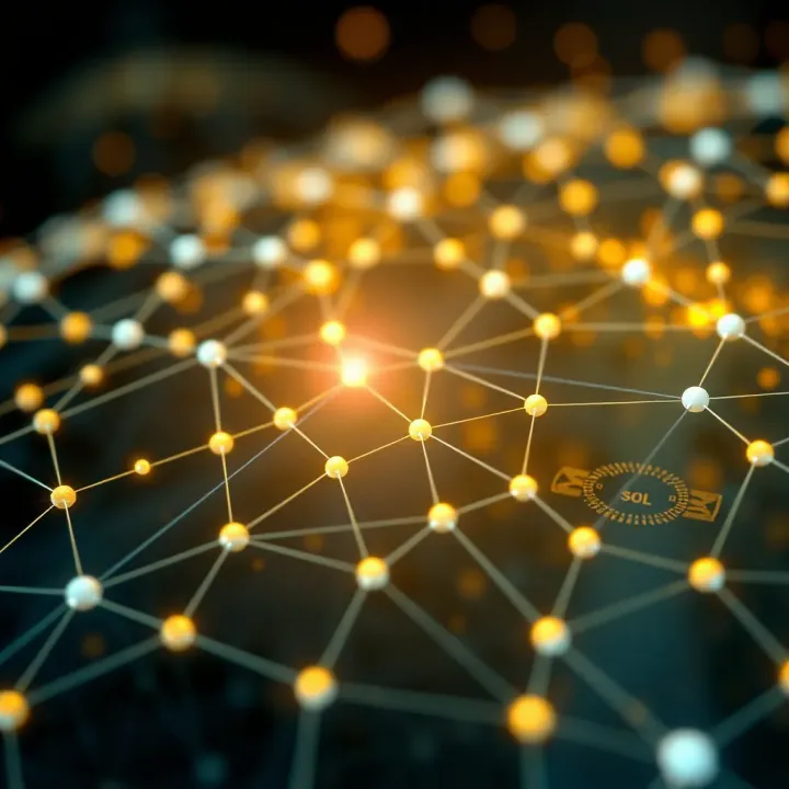 Visualization of Solana blockchain technology and network nodes