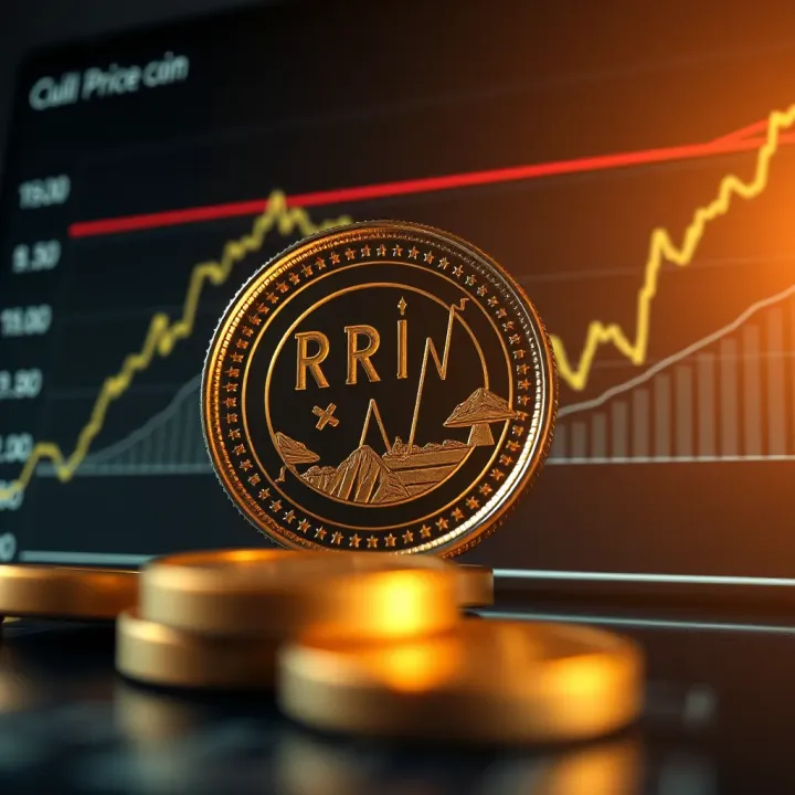 Graph showing upward and downward trends of World Coin price over time